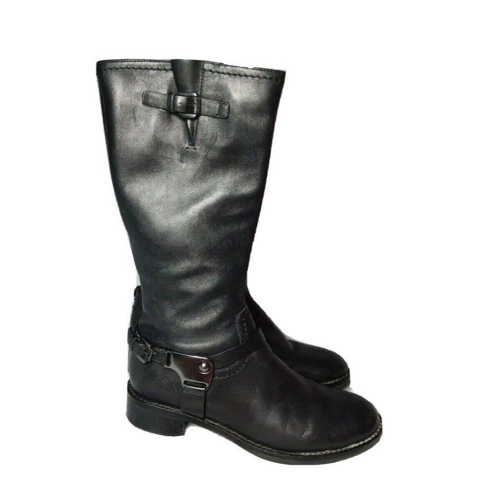 ECCO Hobart Black Leather Harness Boots Women's Size 5-5.5 US | EU 36